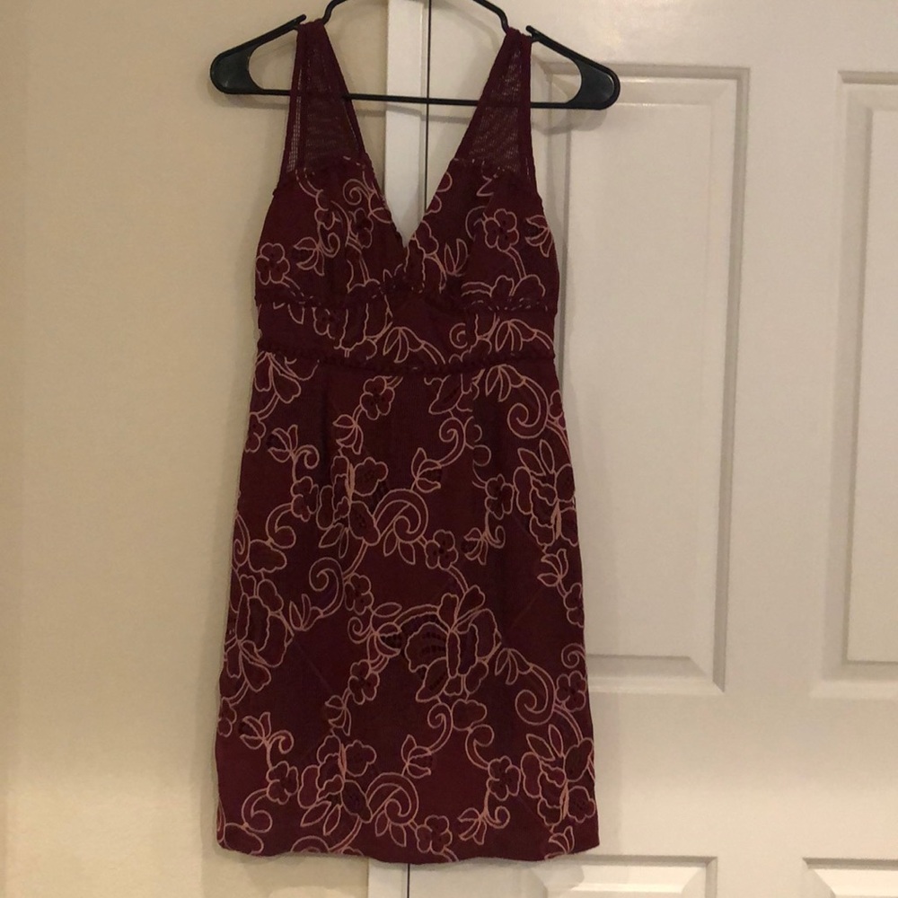 Anthro Moulinette Soeurs burgundy sleeveless dress